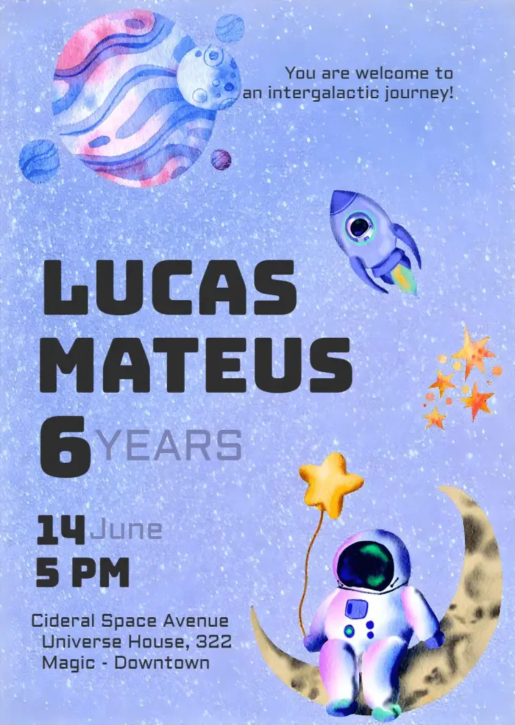 Watercolor Astronaut invitation