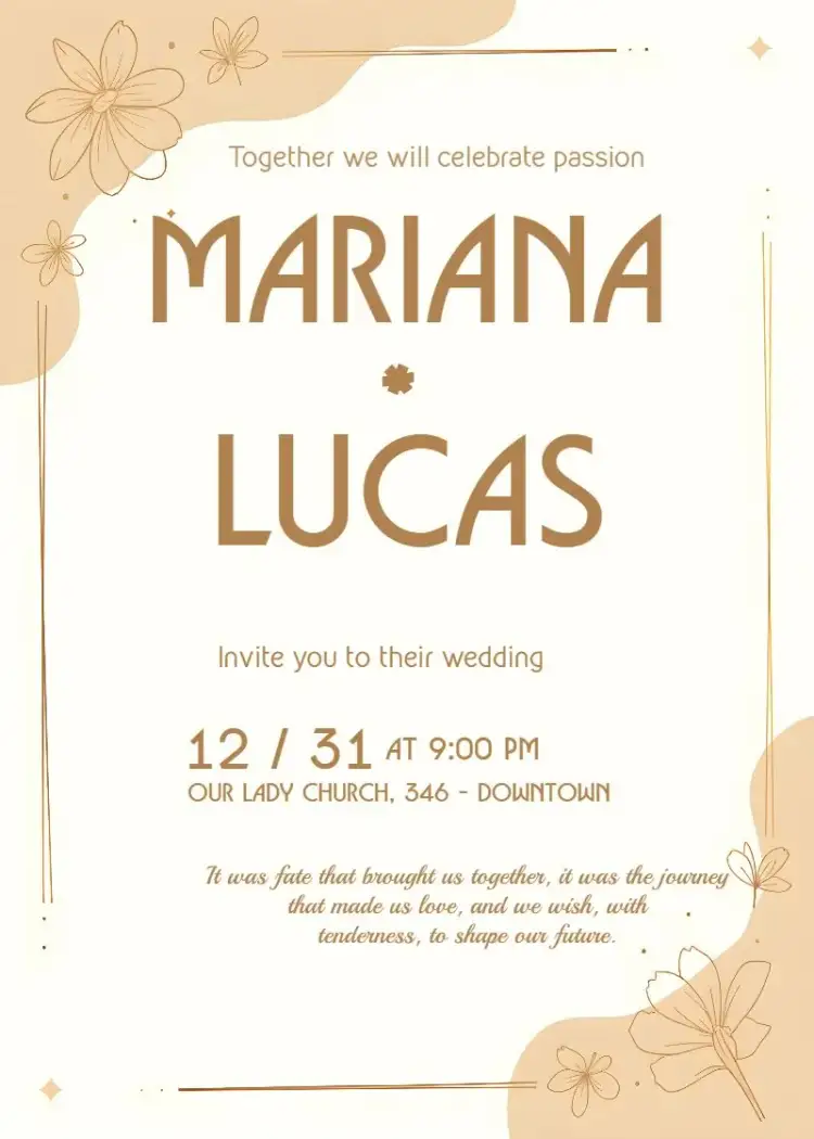 Invitation Shine Wedding – Wedding theme golden, modern, floral, watercolor, elegant, subtle