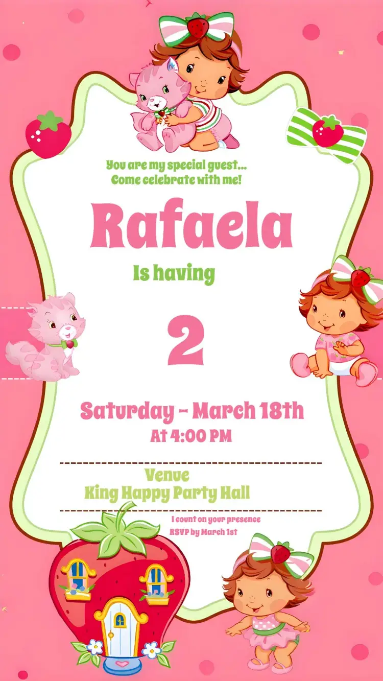 Strawberry Girl invitation