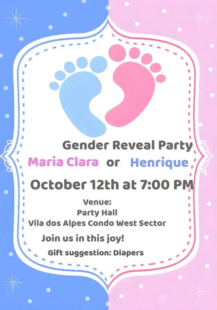 Pezinhos Gender Reveal invitation