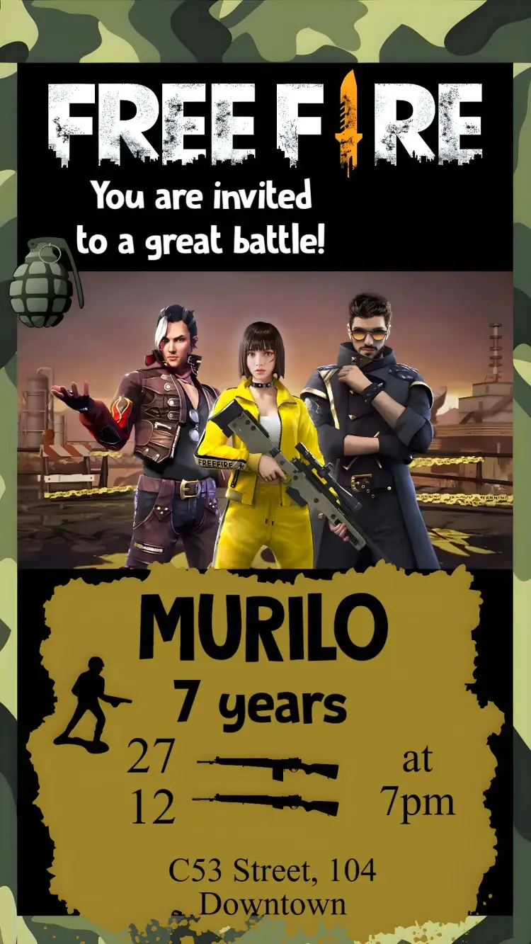 Invite Free Fire editable and customizable