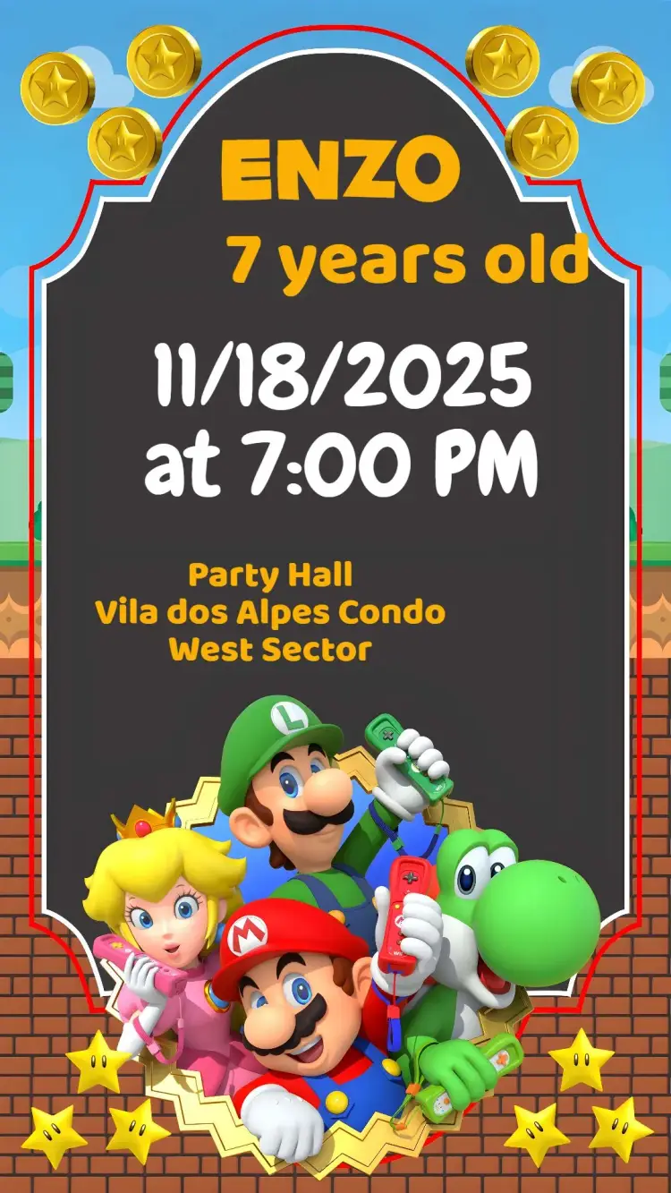 Super Mario Bros invitation