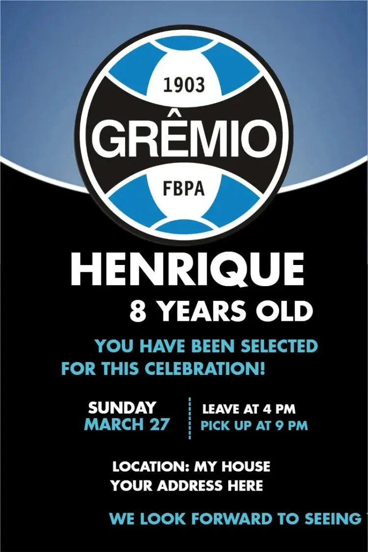 Invite Grêmio 1 editable and customizable