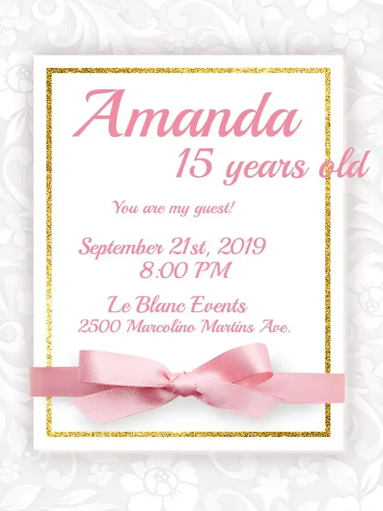 Invitation 15th Birthday - Pink And Gold Glitter – Sweet 15 theme pink, golden, glitter, elegant, modern, feminine