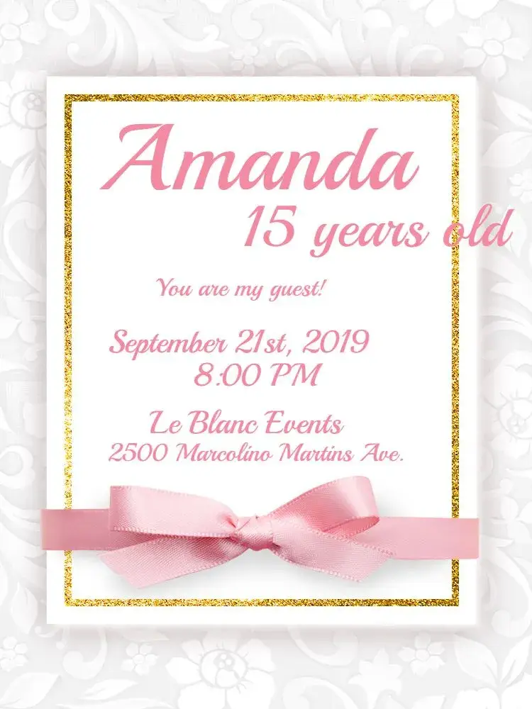15th Birthday - Pink And Gold Glitter invitation