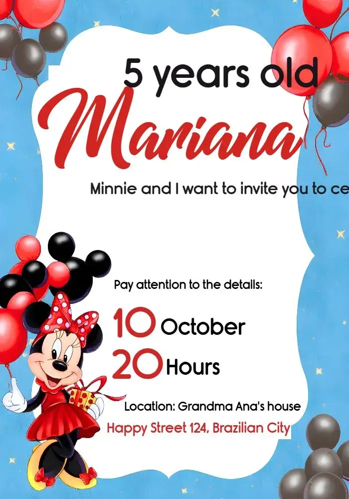 Red Minnie Frame invitation