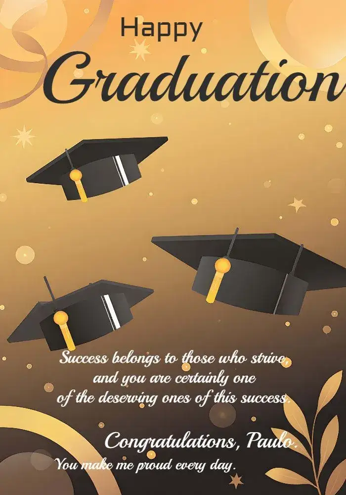 Invitation Graduation Card Frame – Graduation theme elegant, modern, golden, black and white, classic