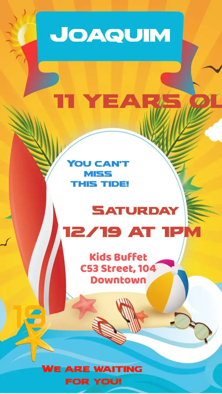Invite Surf editable and customizable