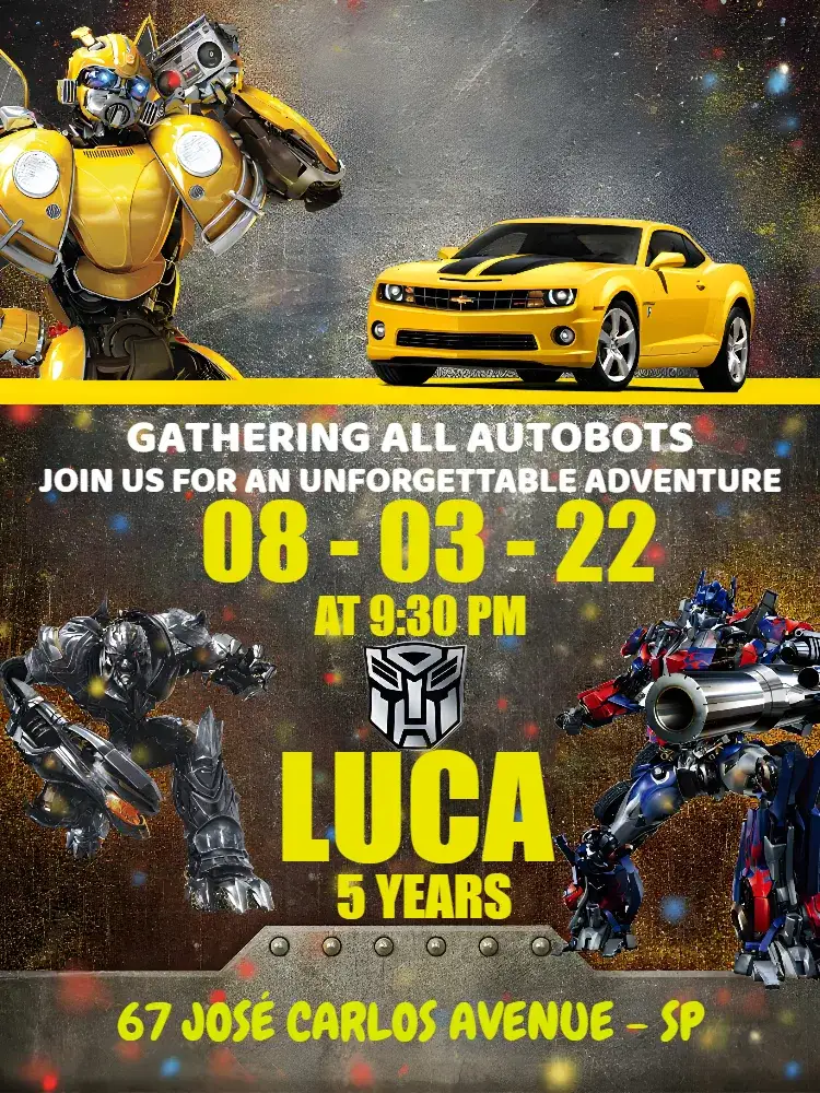 Invitation Blue Transformers – Most searched for theme blue, modern, themed, fun, colorful