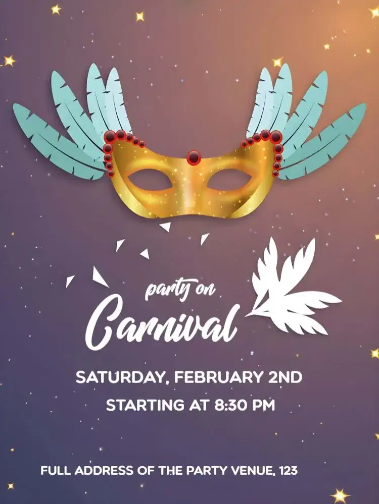 Invitation Carnival Ball – Commemorative Dates theme vibrant, colorful, cheerful, carnival-themed, festive, bright