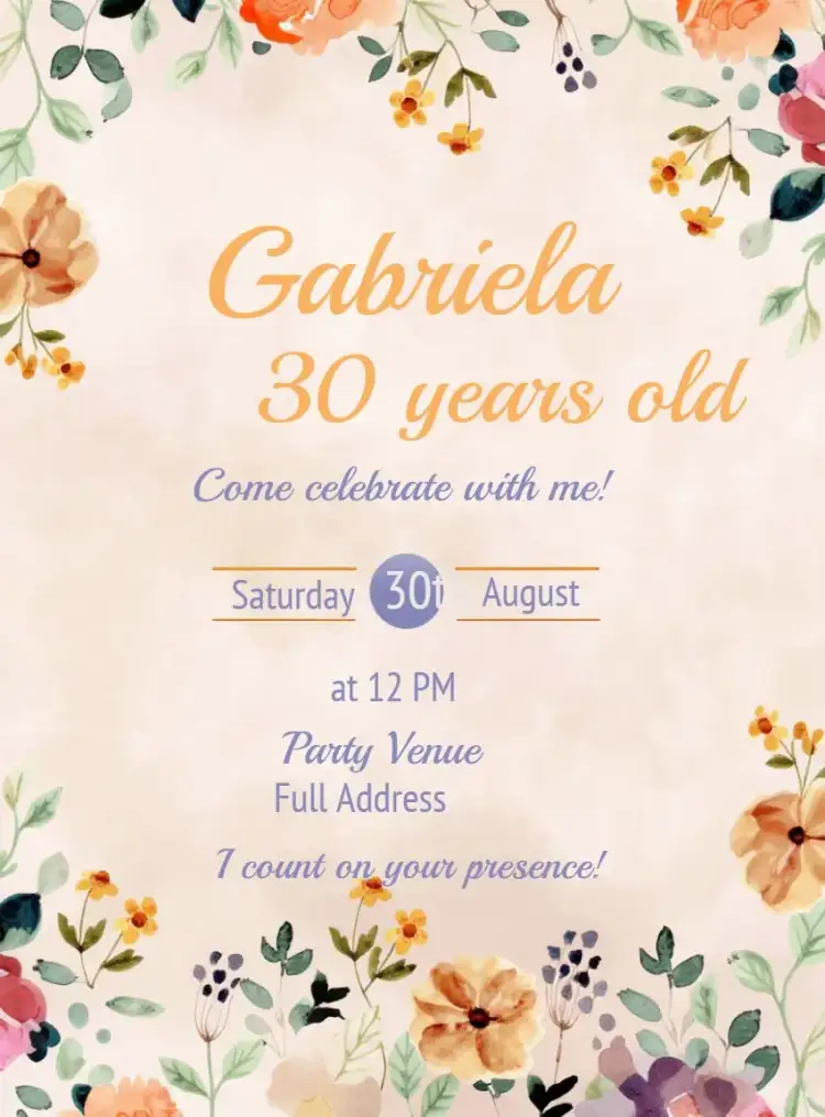 Invitation Colorful Floral – Birthday theme floral, colorful, delicate, modern, elegant, feminine