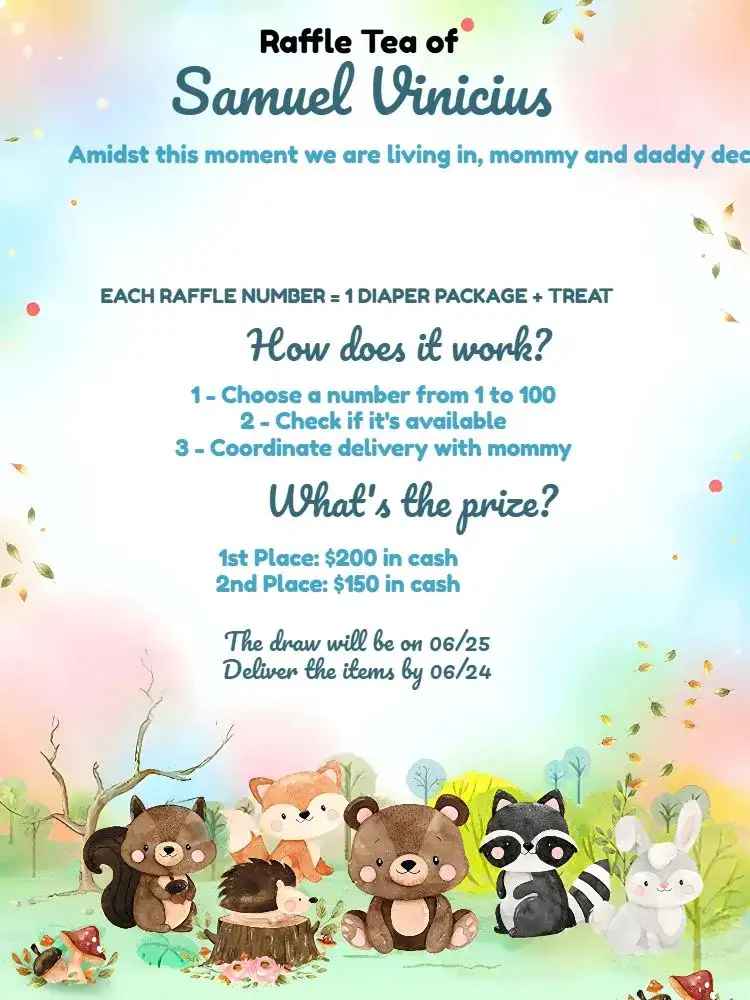 Invitation Enchanted Safari Raffle Tea – Raffle Tea theme safari, adventure, nature, blue and brown colors, playful design, fun style