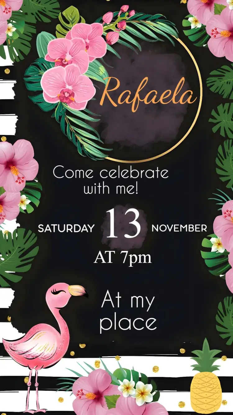 Invite Flamingo editable and customizable