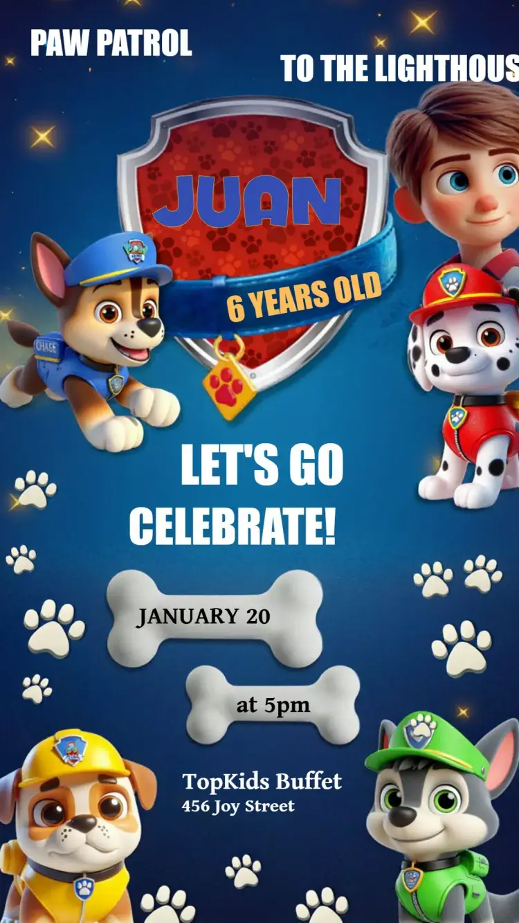 Paw Patrol Kids invitation