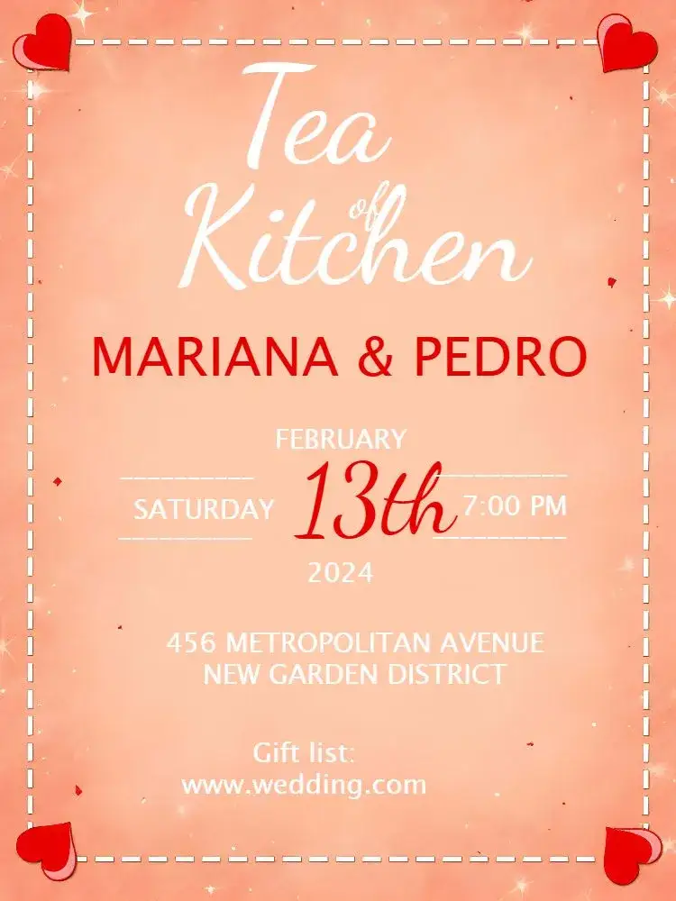 Invitation Black Heart Bridal Shower – Bridal Shower theme modern, elegant, romantic, black and red, minimalist, chic