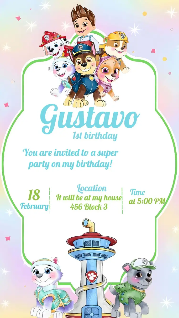 Green Paw Patrol invitation