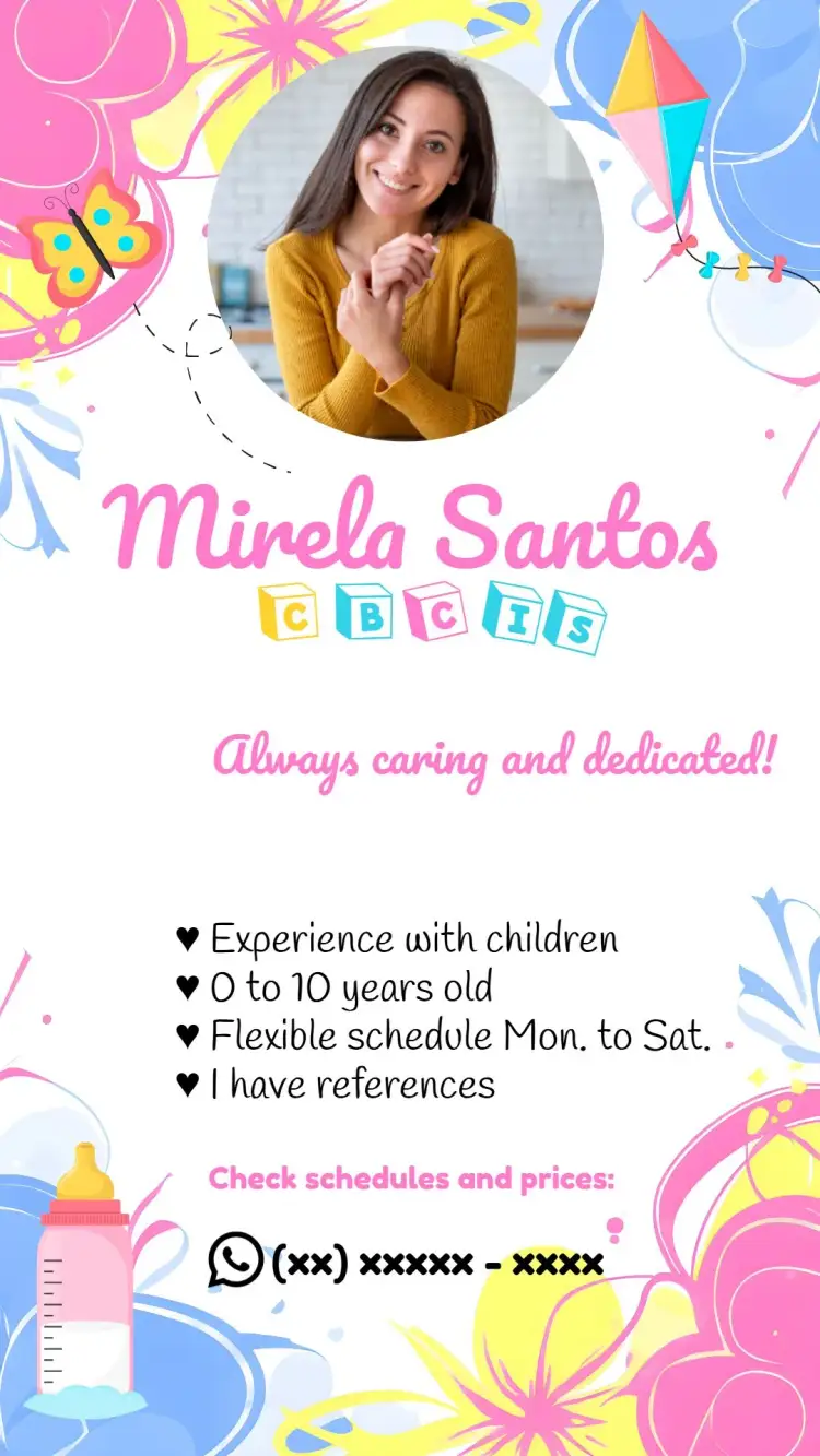 Invitation Digital Nanny Business Card Babysitter Card – Most searched for theme colorful, cheerful, modern, childlike, fun