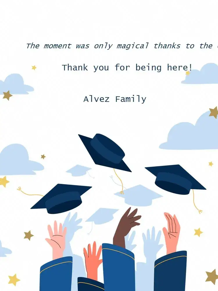 Invitation Thank You Card Graduation Presence Fun Cap – Card theme fun, colorful, modern, youthful, playful, cheerful