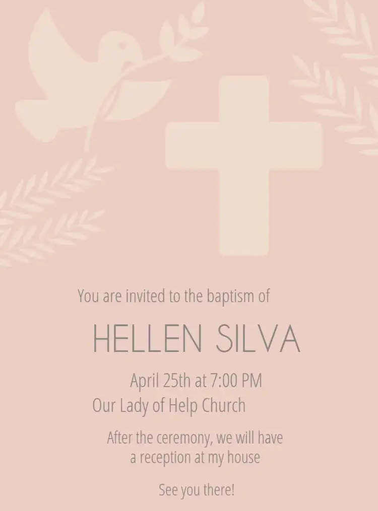 Invitation Baptism Pink Girl - Church Baptism – Baptism theme pink, golden, elegant, childish, modern