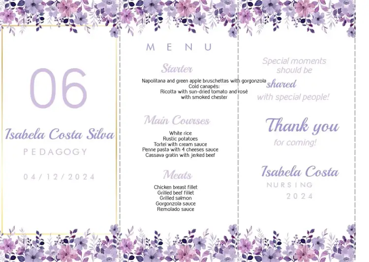 Invite Menu Triangle Floral Totem Graduation editable and customizable