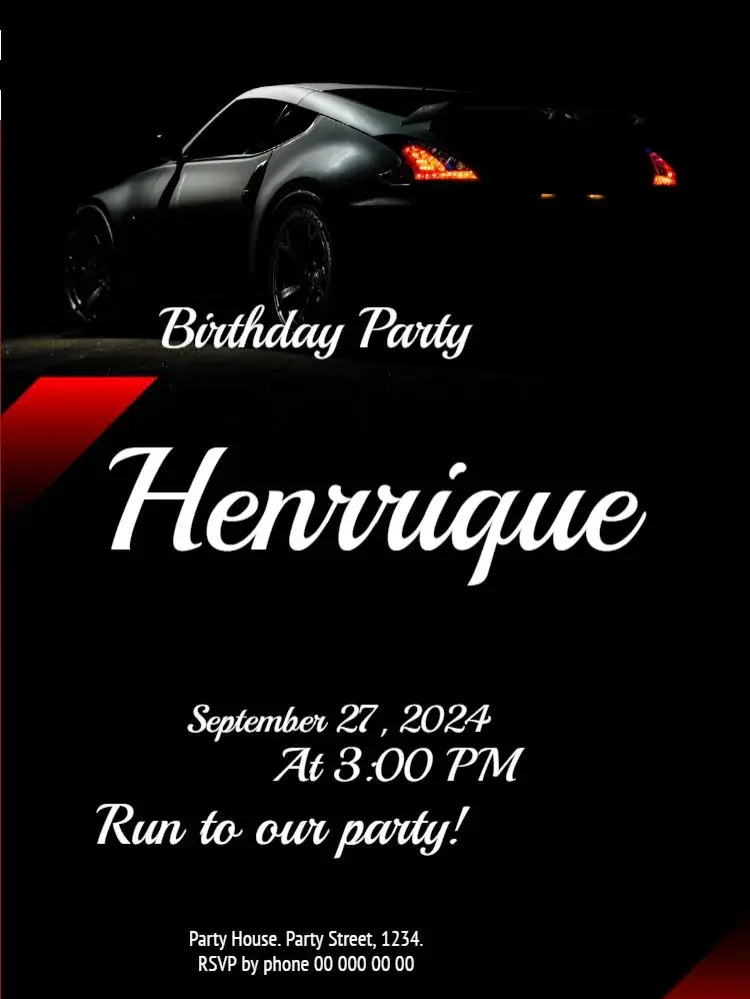 Dark Customized Car Background invitation