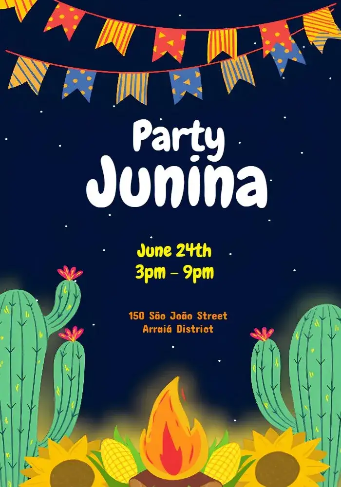 Invitation For June Junina Party – Commemorative Dates theme colorful, rustic, traditional, vintage, festive