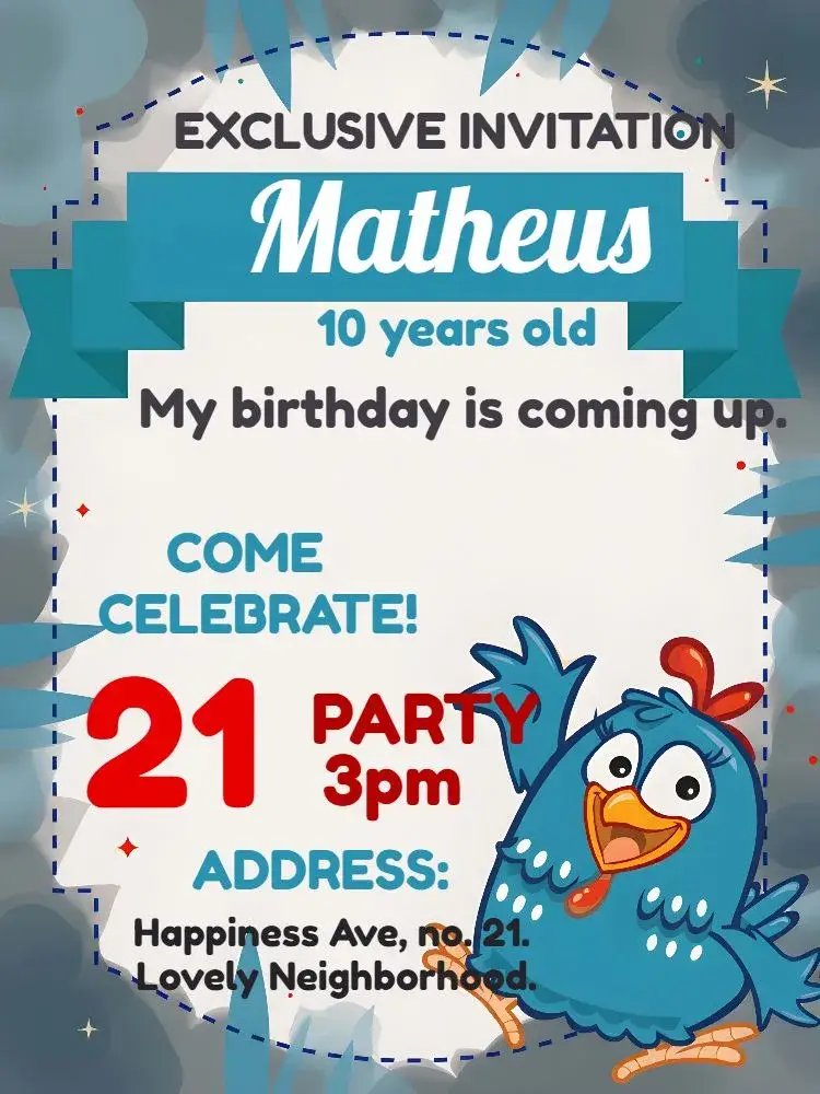 Lottie Dottie Chicken Party invitation