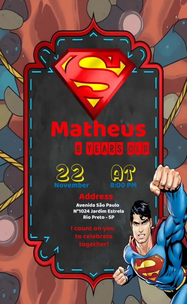 Superman Hero invitation