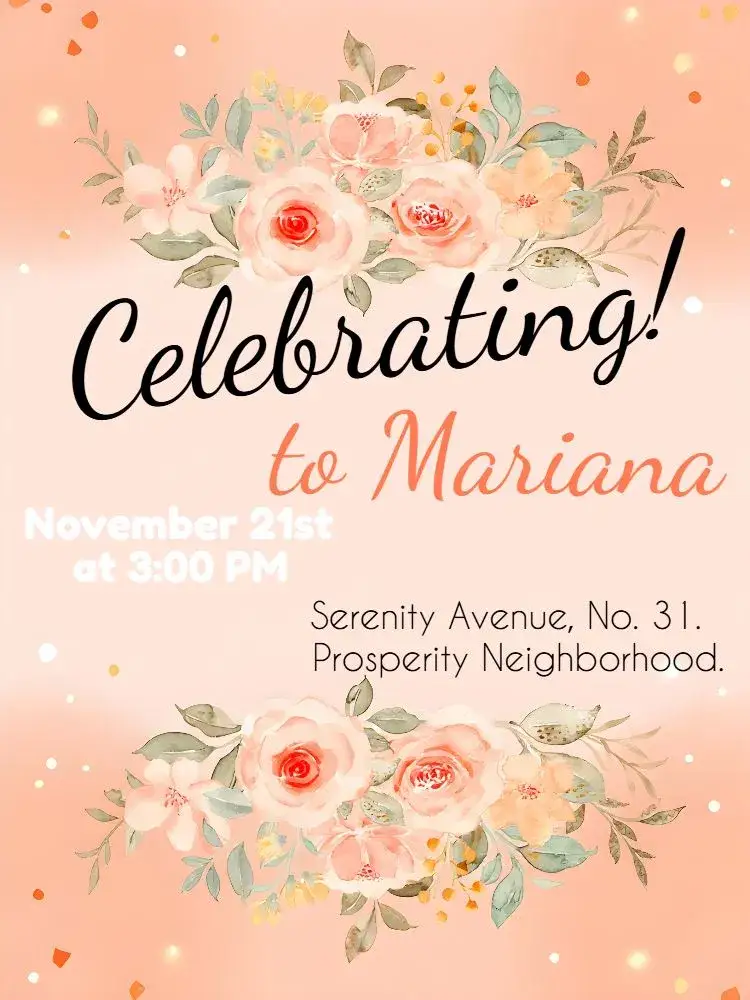 Invitation Floral Sixties – Birthday theme floral, elegant, golden, delicate, modern, romantic