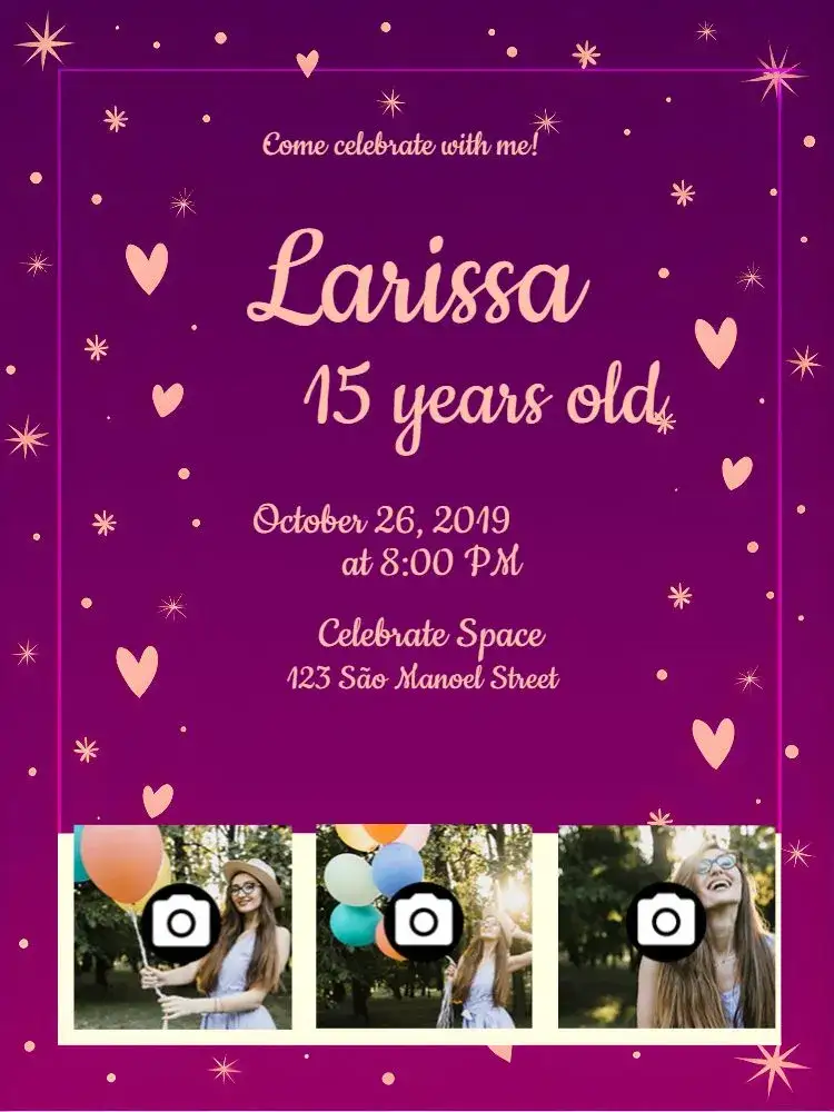 Invitation 15th Birthday with Luxurious Photo – Sweet 15 theme luxurious, classic, elegant, floral, watercolor, romantic