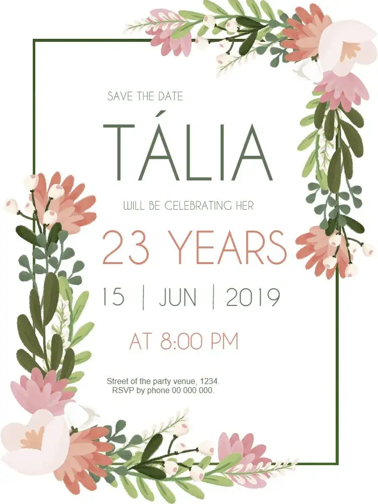 Invite Flowers Whatsapp editable and customizable