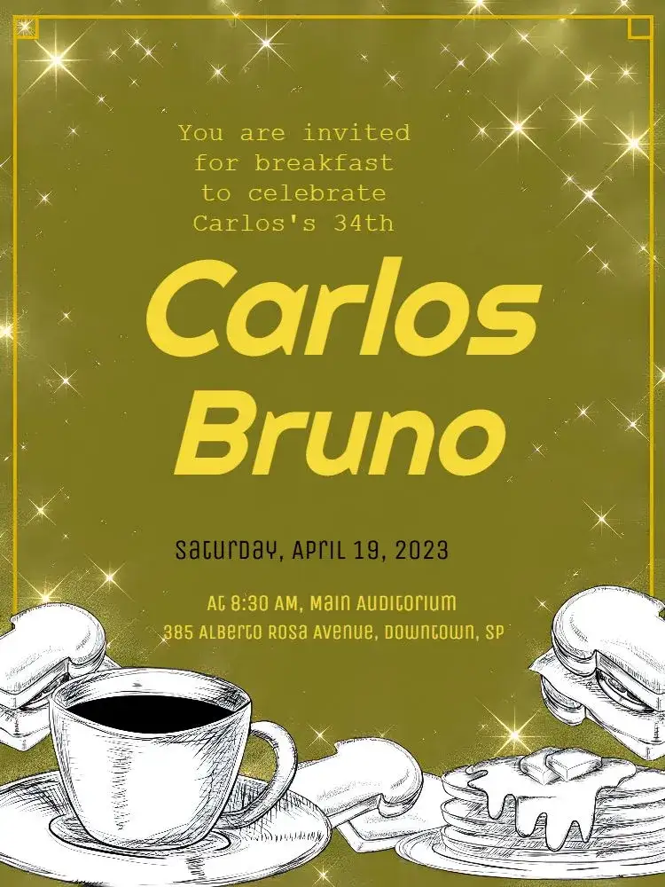 Invitation Yellow Breakfast – Most searched for theme yellow, minimalist, modern, fun, cozy, elegant