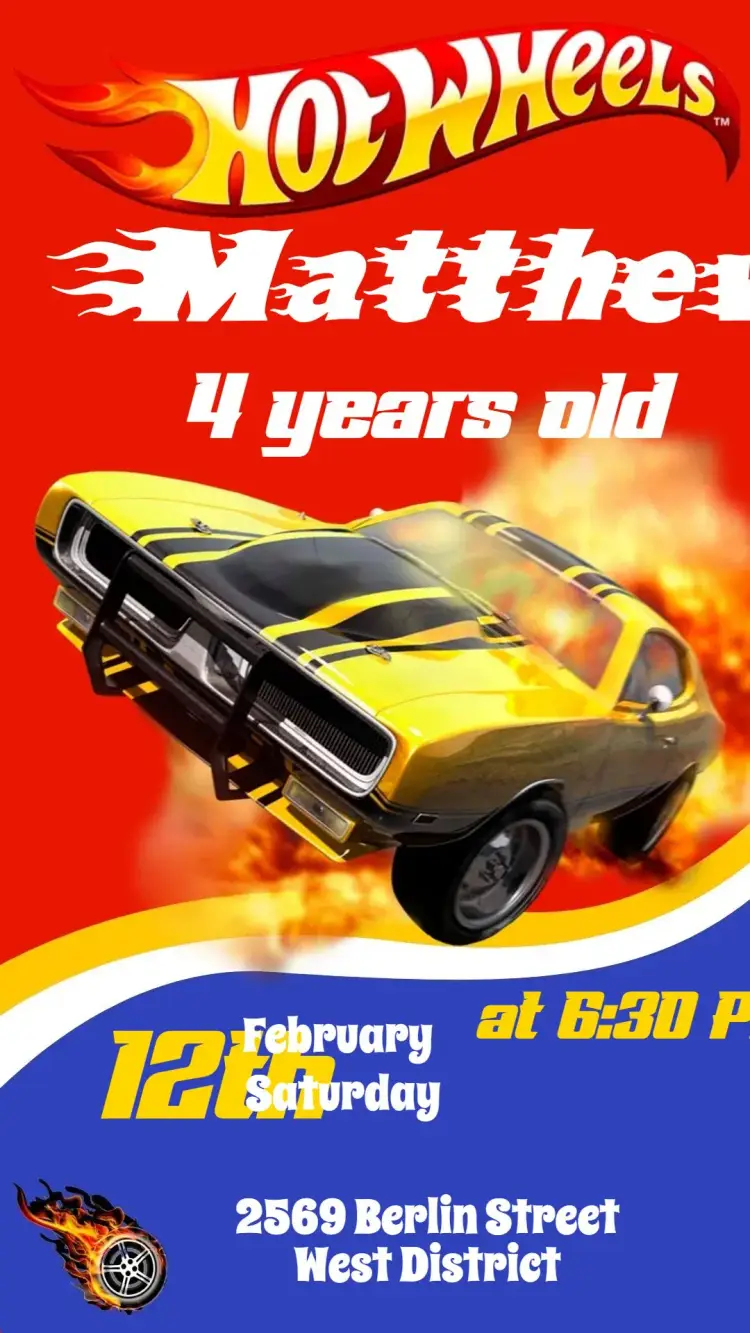Hot Wheels invitation