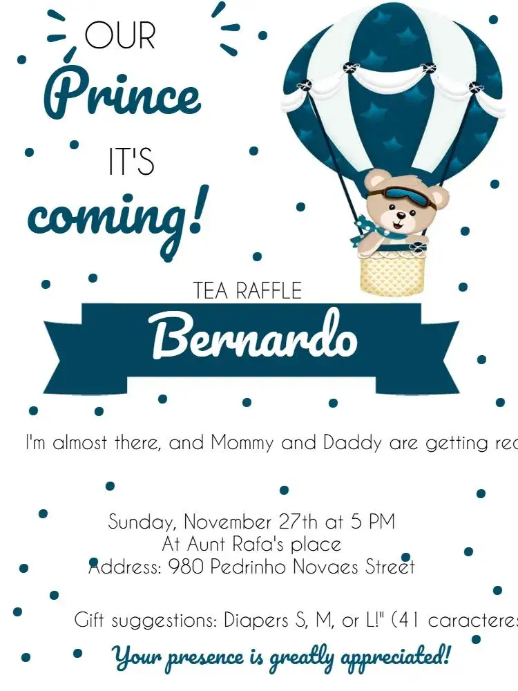 Invitation Marine Prince Teddy Bear Baby Shower – Bridal Shower theme navy blue, blue and white, teddy bear, children's party, fun, cozy