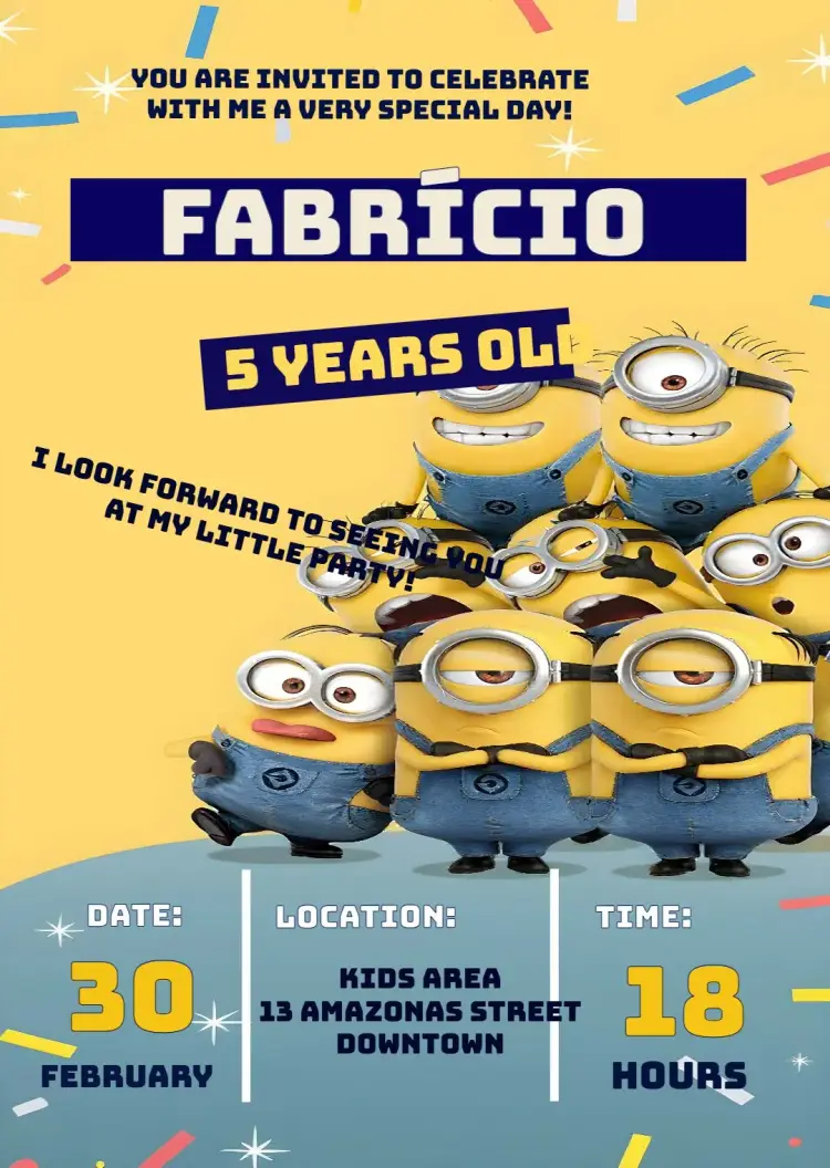 The Minions My Favorite Villain Disney invitation