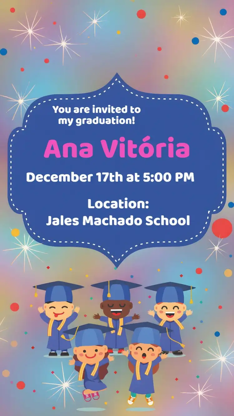 Invitation Colorful Children's Graduation – Graduation theme colorful, fun, playful, childish, modern, bright
