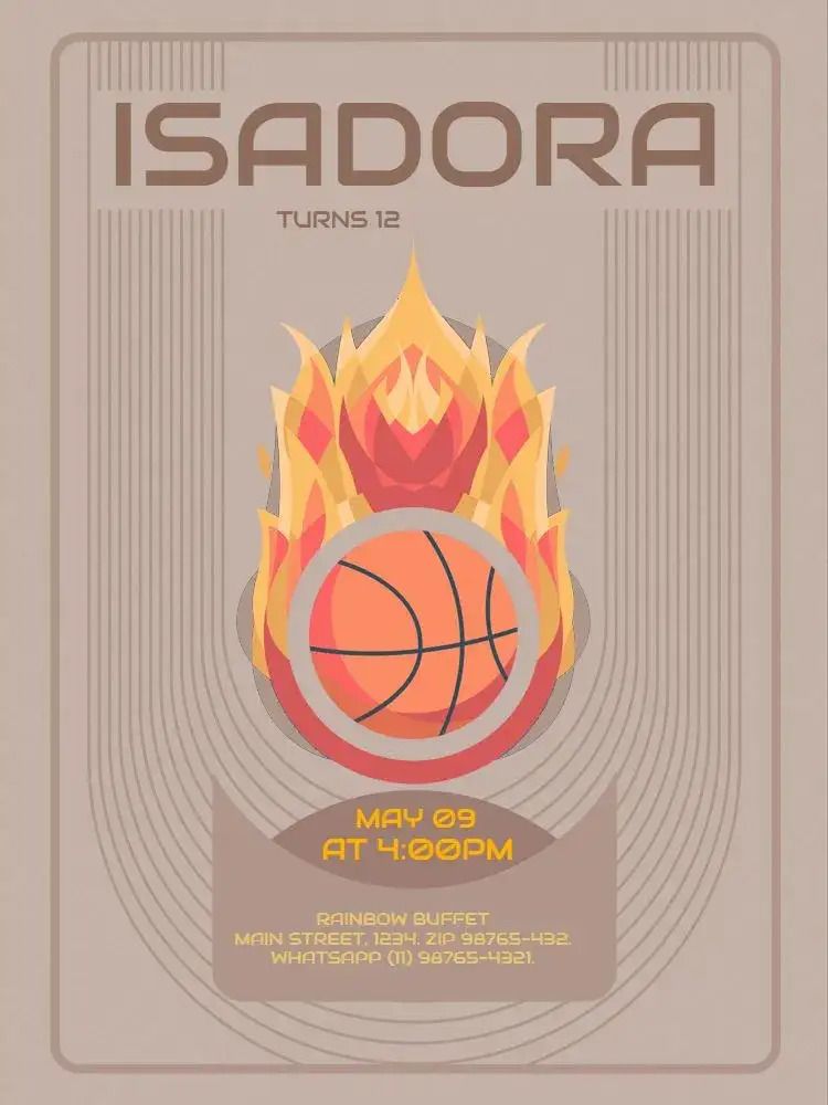 Invitation Modern Basketball Party – Kids' Birthday Party theme modern, sporty, youthful, colorful, fun, simple