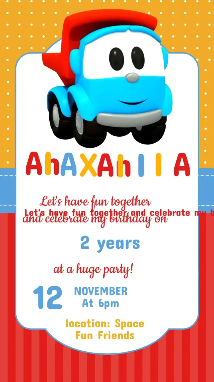 Leo the Truck Birthday Invitation