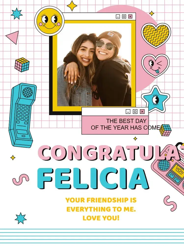 Virtual 90s Celebration Card Smile invitation