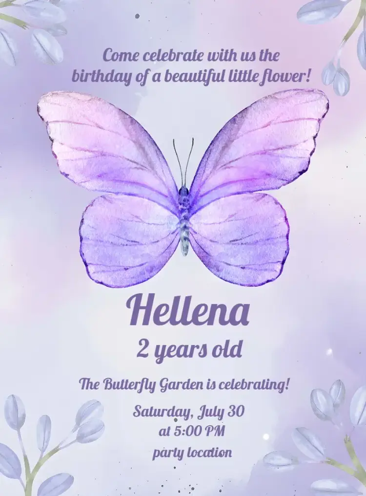Purple Butterfly Butterflies invitation
