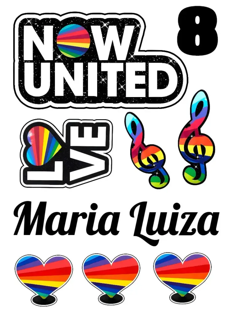 Colorful Now United Cake Topper invitation