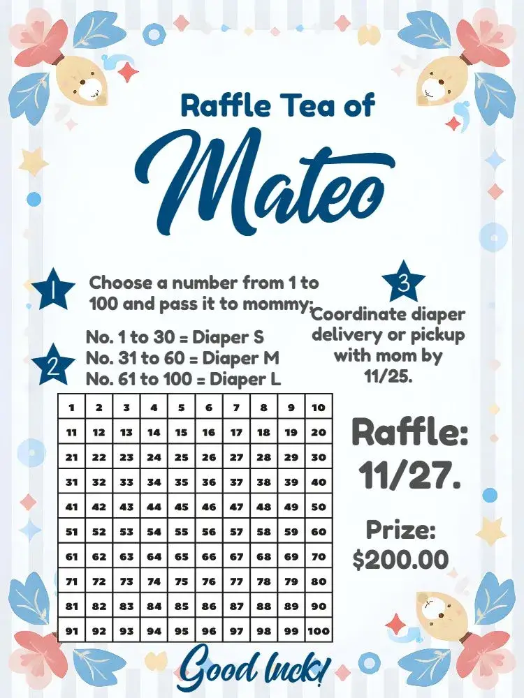 Gray Sailor Teddy Bear Raffle Tea invitation