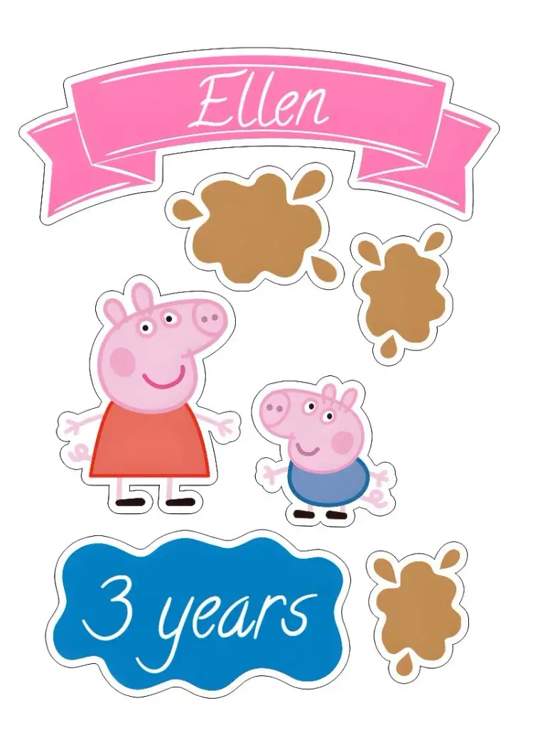 Peppa Pig Cake Topper Print invitation