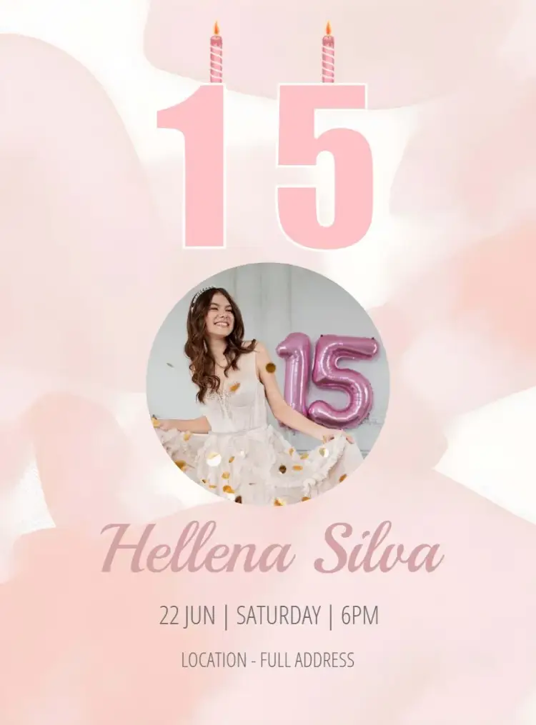 15th Birthday Pink With Photo invitation