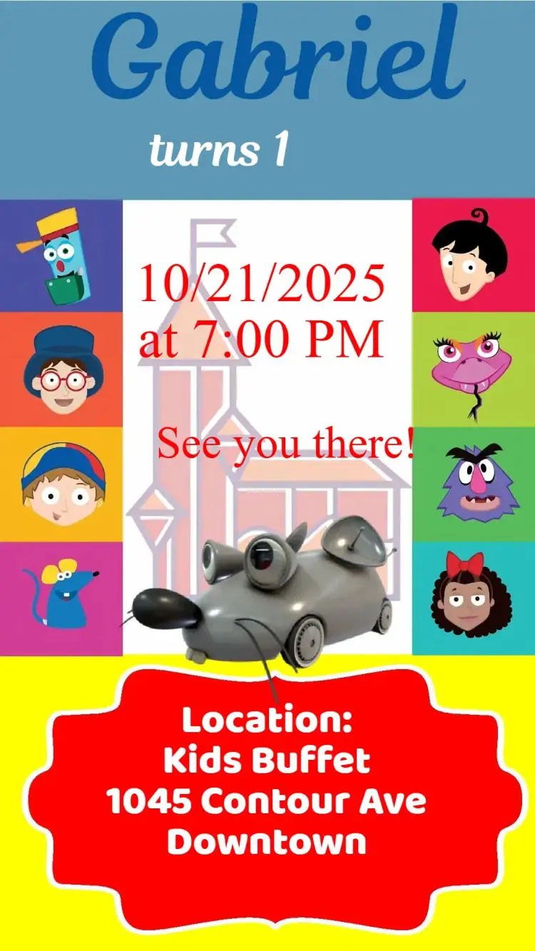 Invitation Castle Ra Tim Bum – Kids' Birthday Party theme colorful, playful, fantasy, magical, childlike