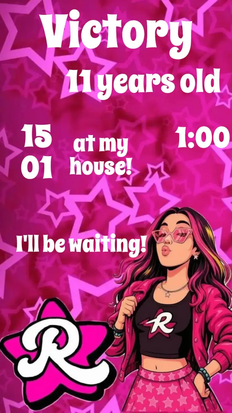 Invitation From Dos Rosa – Birthday theme pink, delicate, modern, elegant, floral, cheerful