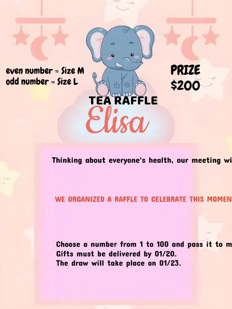 Invitation Pink Little Giraffe Tea Raffle – Raffle Tea theme cute, colorful, childish, fun, playful illustrations, modern