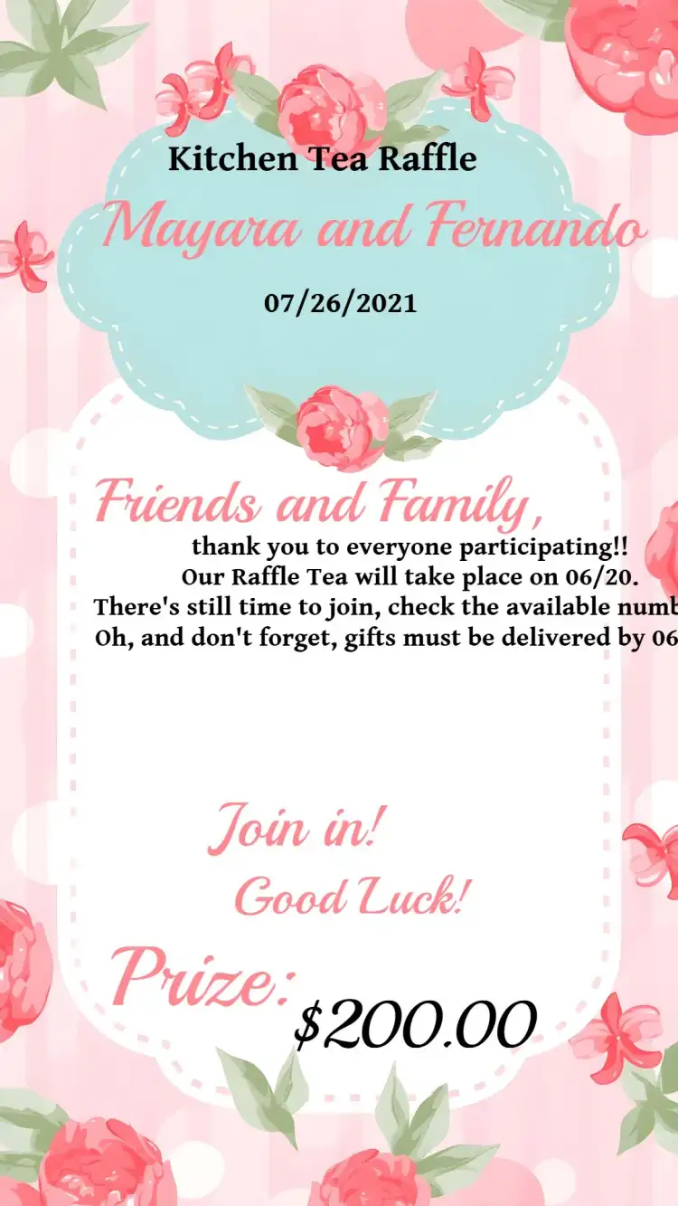 Lingerie Raffle Kitchen Tea Reminder