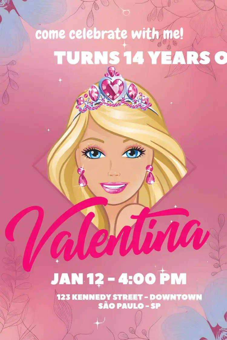 Invitation Barbie Toys – Sweet 15 theme colorful, fun, playful, feminine, modern, childlike
