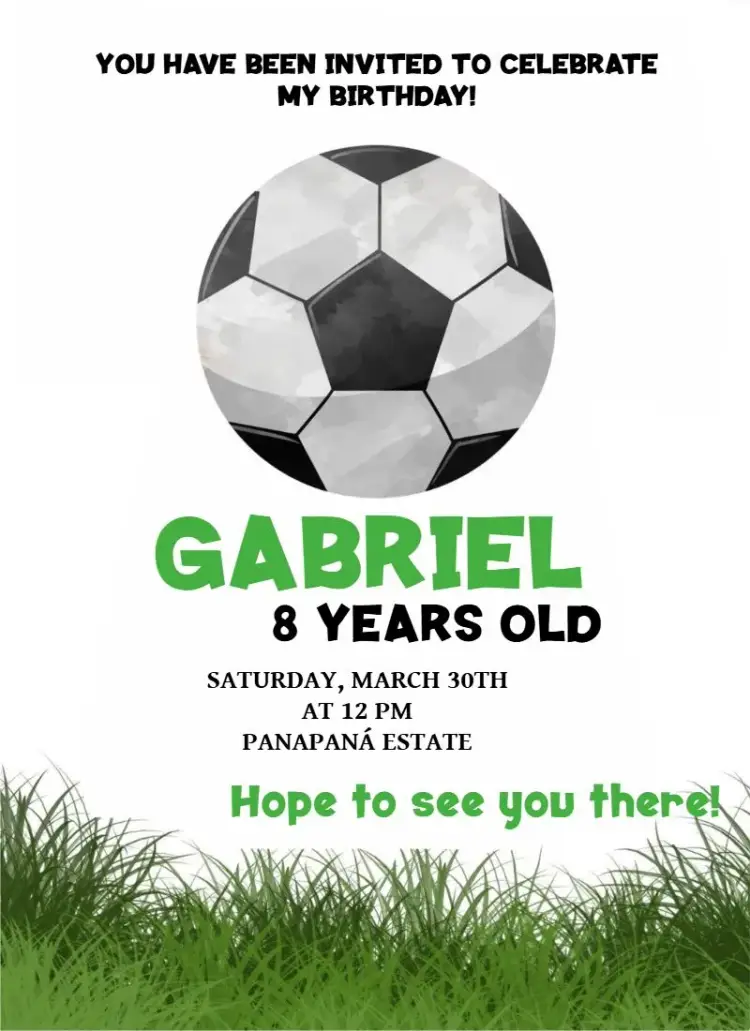 Soccer To Edit invitation